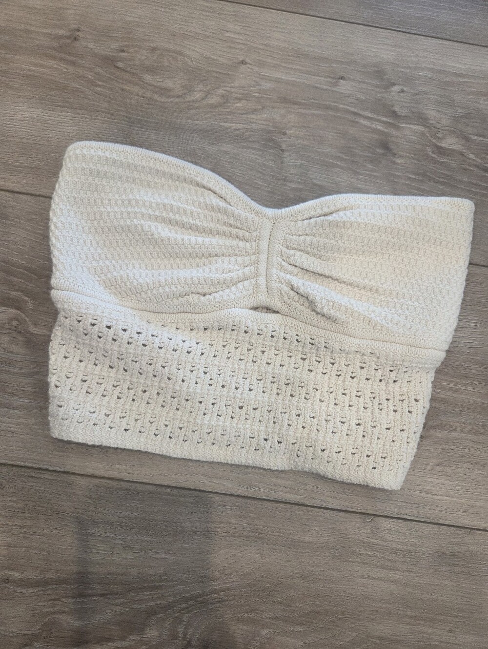 American Eagle Outfitters Cream Knit Bandeau Tube Top